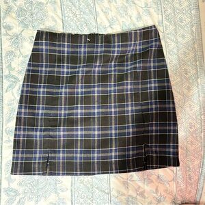 Blue and Black Plaid Mini Skirt